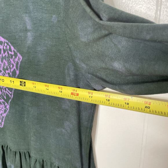 NWT Maxi Dress S Cotton Long Sleeve Block Print Tie Dye Lagenlook Boho Hippie - Picture 10 of 11